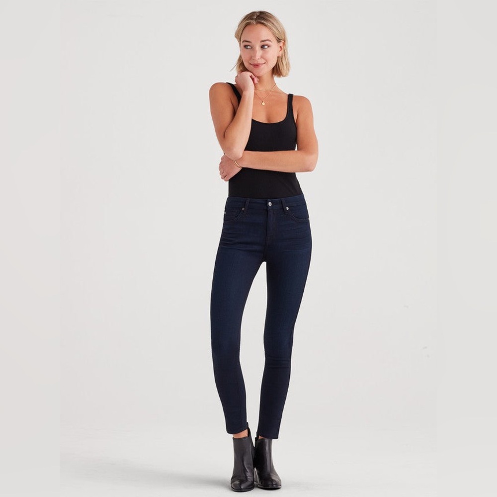 7 For All Mankind The High Waist Bl(air) Ankle Skinny in Black-Blue • Women’s 32